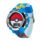 Accutime Kids Pokemon Pokeball Digital LCD Quartz Blue Wrist Watch with Blue Strap, Cool Inexpensive Gift & Party Favor for Boys