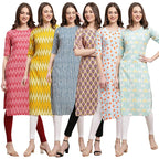 Pinkmint Printed Kurti for Womens ll Straight Kurtis for Womens ll Stylished Kurti (Pack of 6)