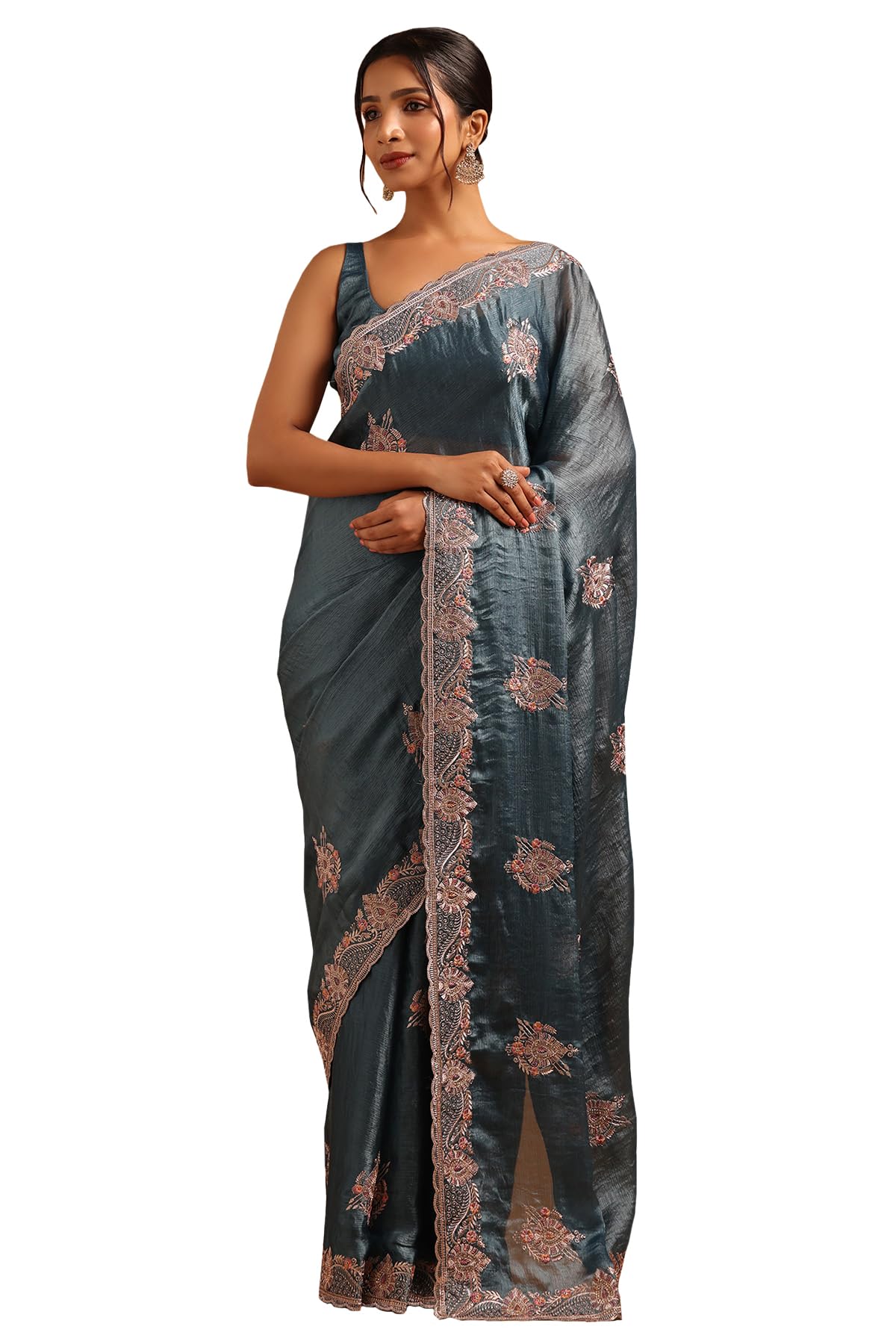 Soch Women Fendy Ethnic Motifs Saree with Zari Embroidery and Work
