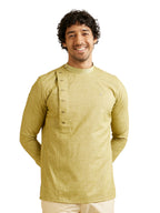 Manyavar MenS Viscose Blend Solid Side Open Short Kurta (L. Green,Xxxl)