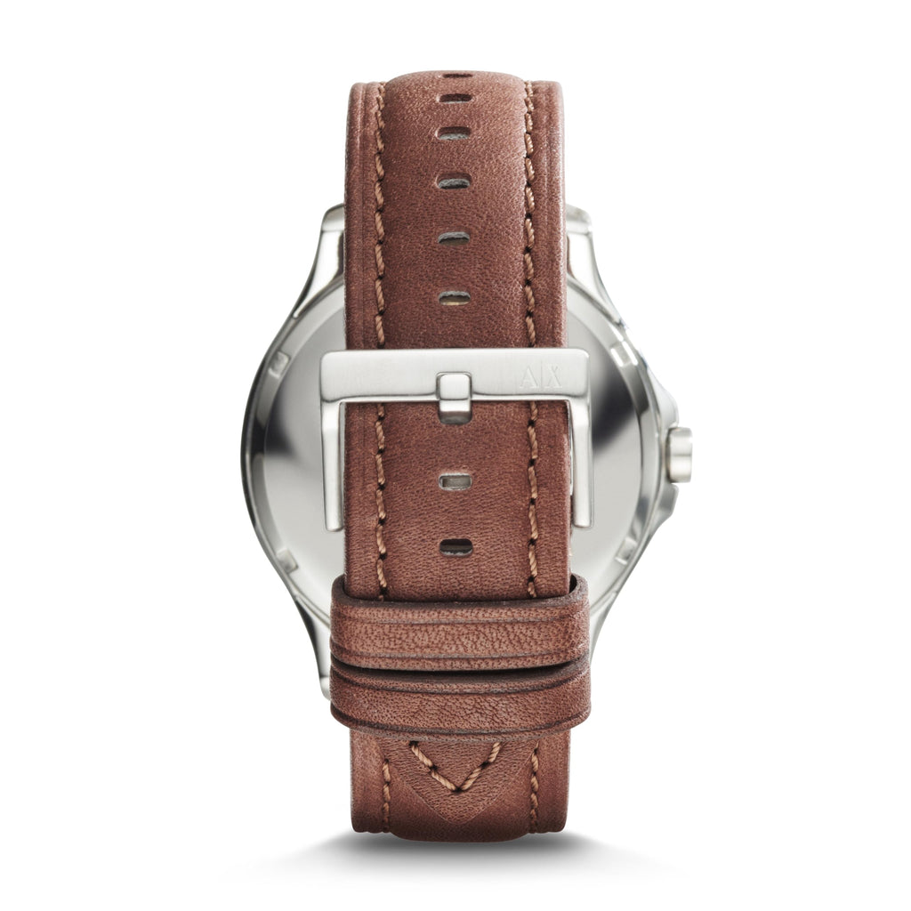 A|X ARMANI EXCHANGE Men's Stainless Steel and Brown Leather Watch (Model: AX2133)