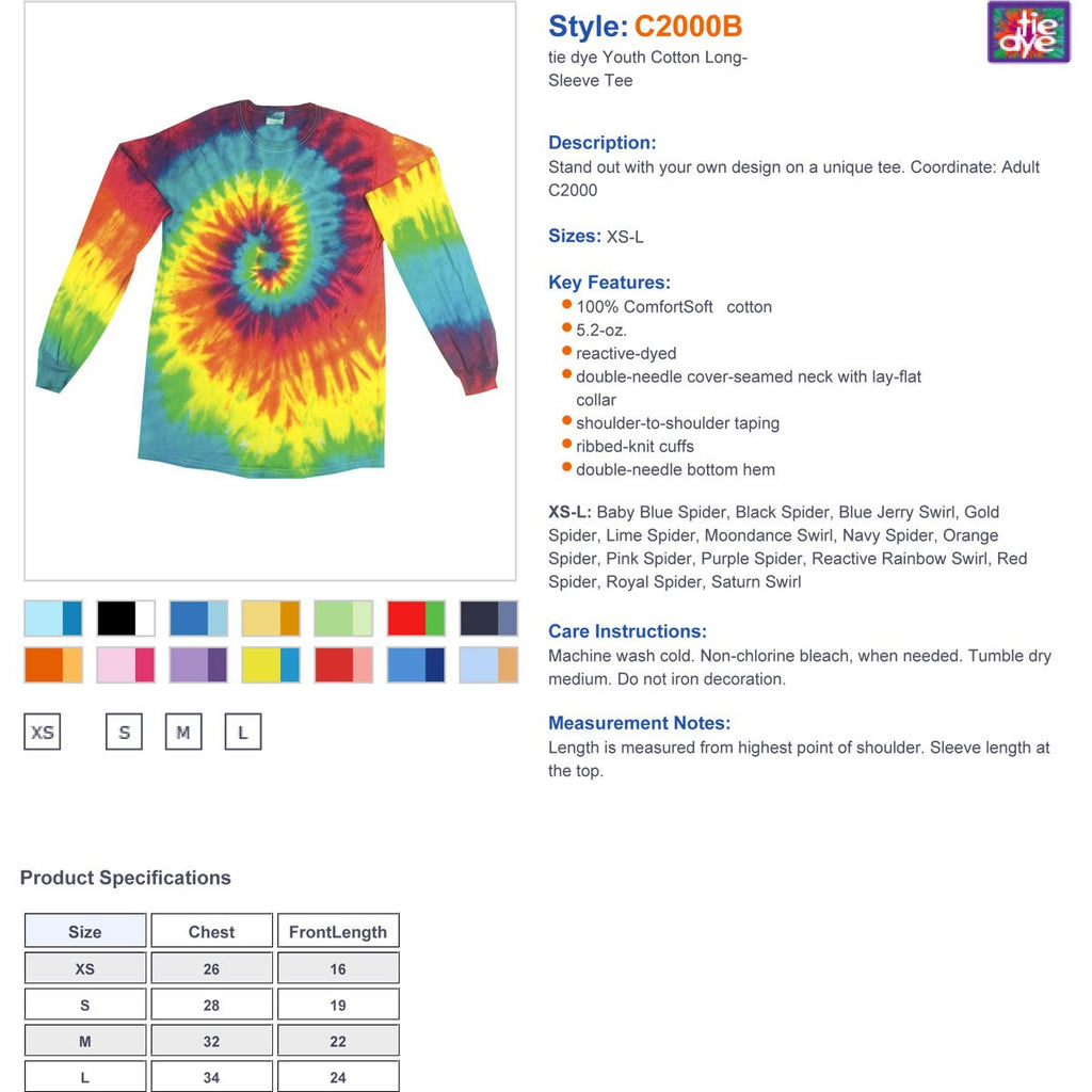 Tie-Dye CD2000Y Youth Long-Sleeve Tee