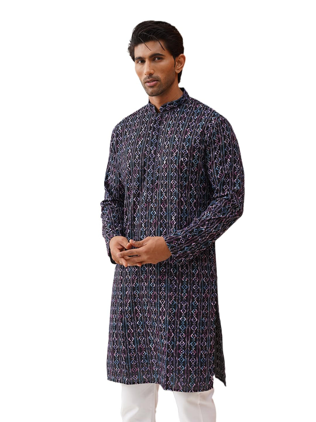 Jompers Mens Embroidered Viscose Kurta