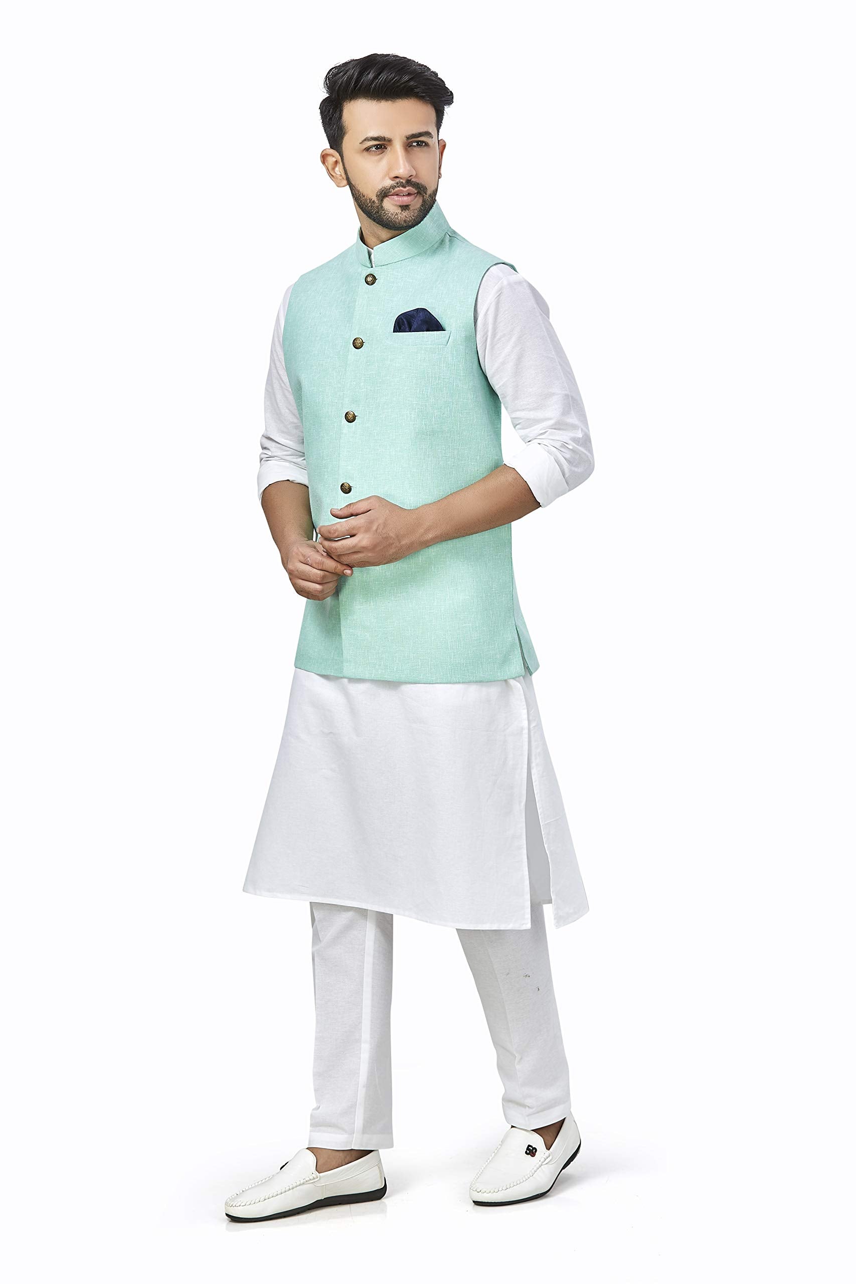 BE ACTIVE Mens Linen Blend Nehru Jacket With Mandarin Collar || Ethnic Koti For Men || Men Koti Formal|| Men Koti Wedding (RFKT