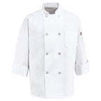 Chef Designs Mens Eight Pearl Button Chef Coat, White, Large