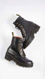 Dr. Martens Women's Leona Leather Heeled Boot, Black Smooth, 7