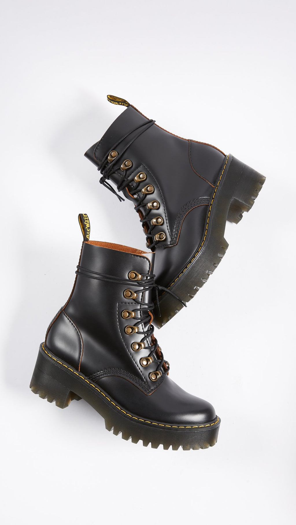 Dr. Martens Women's Leona Leather Heeled Boot, Black Smooth, 9