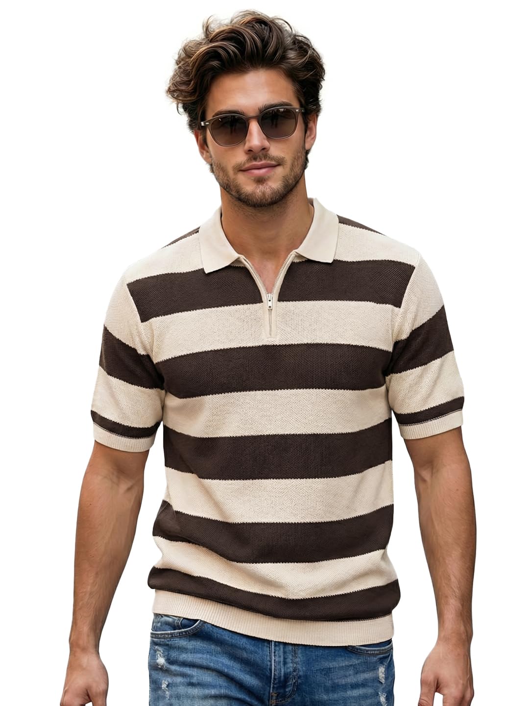Bewakoof MenS Solid Regular Fit Half Sleeve Pure Cotton Polo T-Shirt_1004036_Brown_S