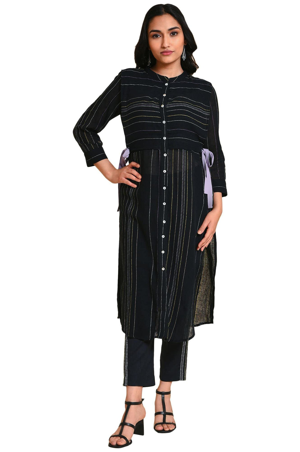 W For Woman Black Mock Vest Plus Size Kurta_23Few18704G-312377_5Xl