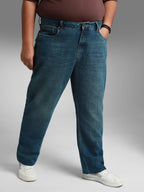 High Star Men Plus Size Straight Fit Light Fade Pure Cotton Jeans Indigo