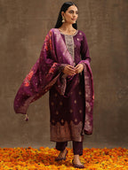 Libas WomenS Pure Silk Kurta Sets (38033O_Purple