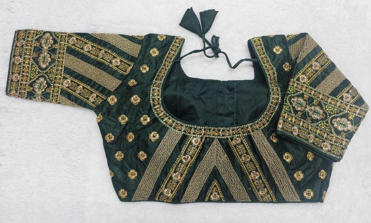 Pujia Mills WomenS Indian Ethnic Wear Stitched Designer Golden Codding With Zari Embroidered Work Round Neck Half Sleeve Readym