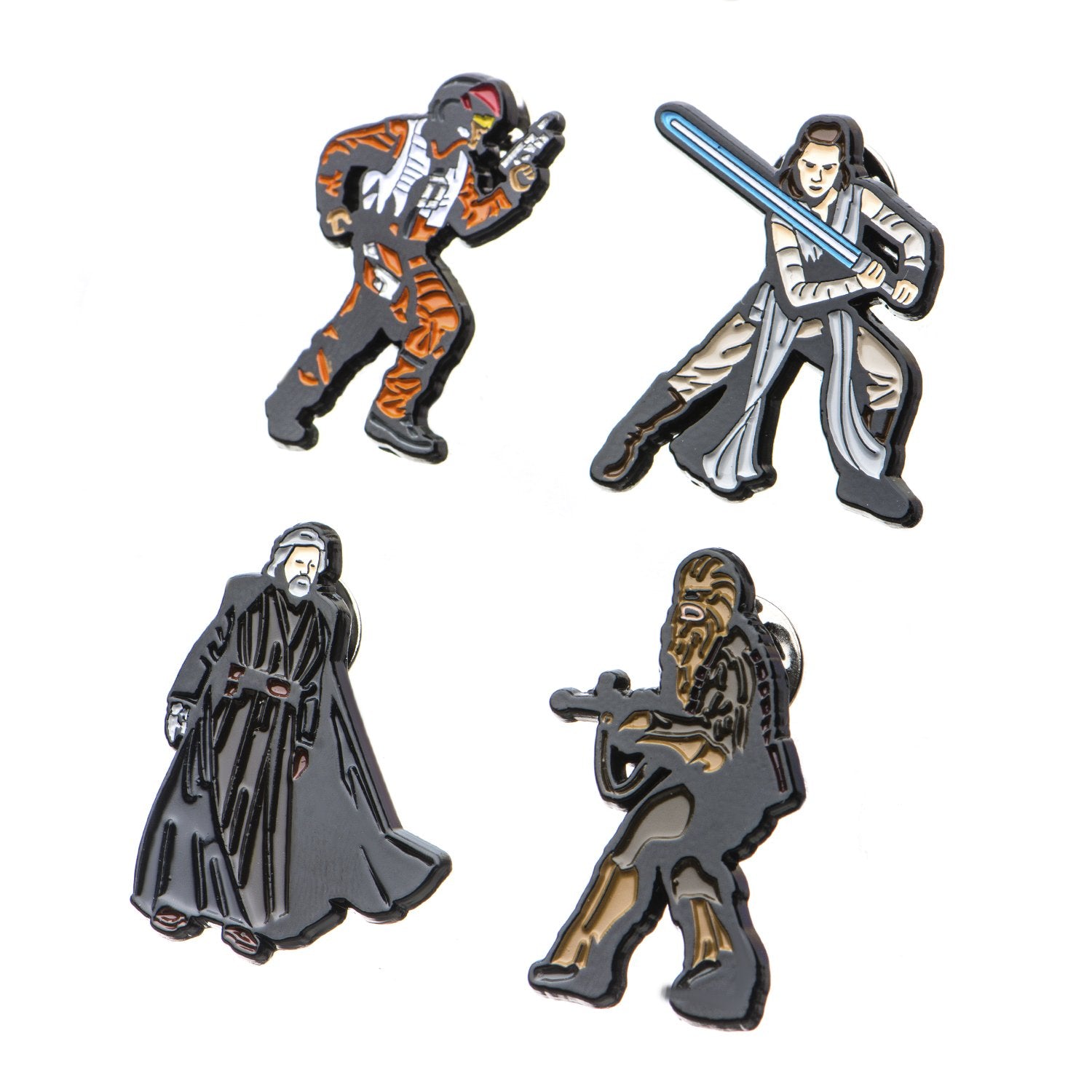 Star Wars Jewelry Men's Episode 8 Enamel Lapel Pin Set of 4 Jewelry, Black, One Size