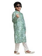 Manyavar Boys Viscose Blend Printed Kurta Pyjama Set (2Pcs)(6-8 Years)