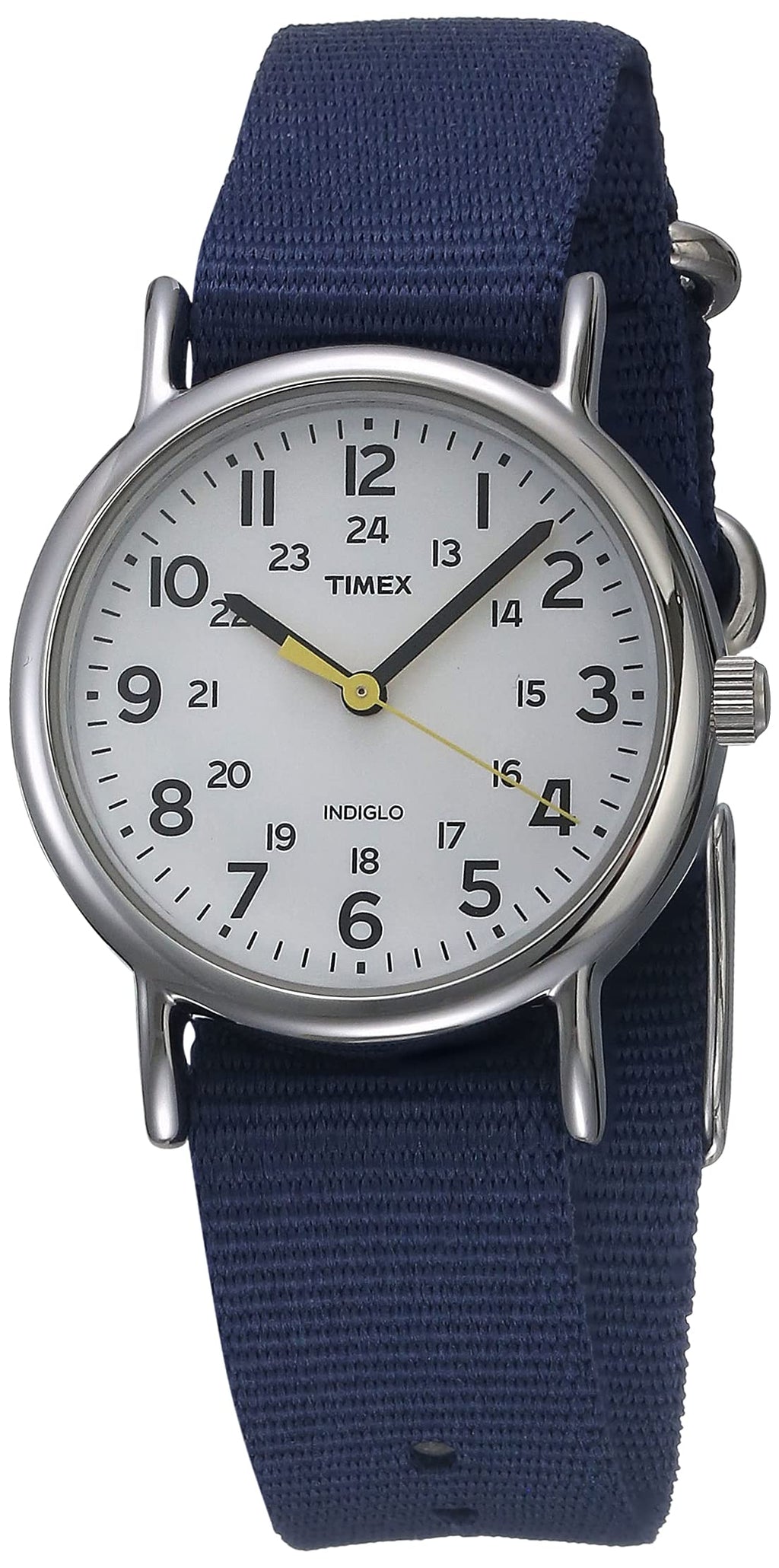 Timex Women's TW2U29900 Weekender 31 Blue/White Fabric Slip-Thru Strap Watch( TW2U29900)