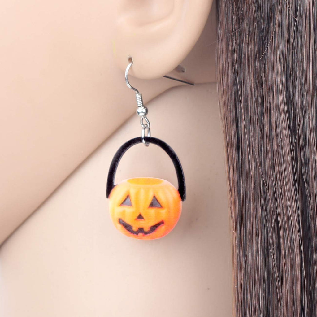 NEWEI Cute Acrylic Halloween Witch Pumpkin Earrings Big Long Dangle Drop For Women Festival Jewelry Gifts Charm