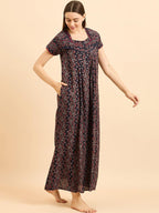 Sweet Dreams Women'S Cotton Classic Maxi Casual Dress (Ocw-3597 Navy Blue