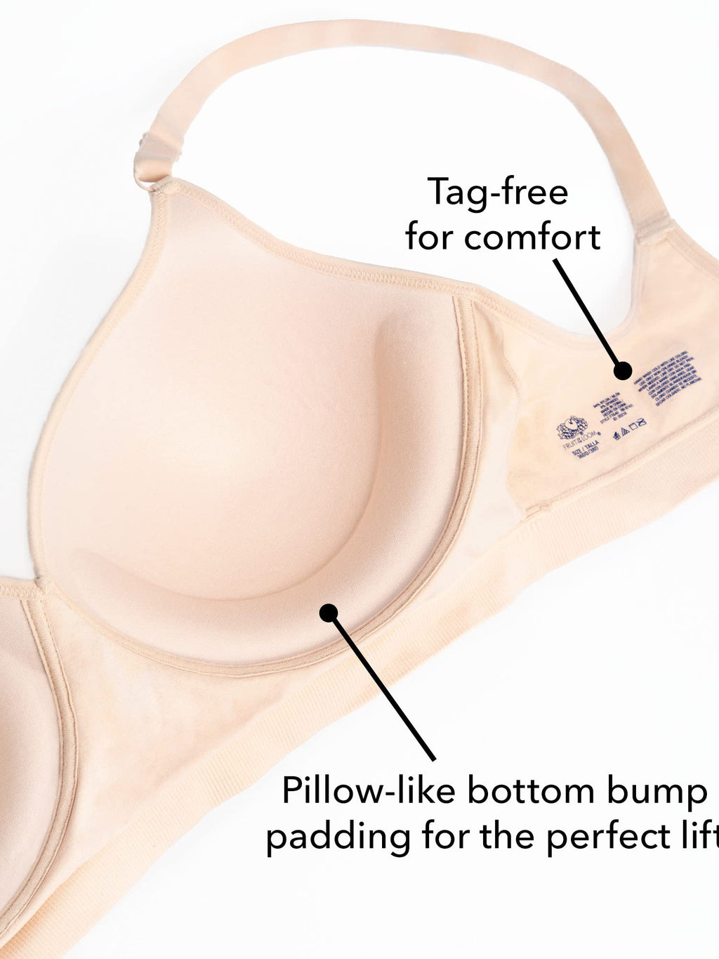 Fruit of the Loom Women's Seamless Wire Free Push-Up Bra, Black Hue/White 2-Pack, 34C