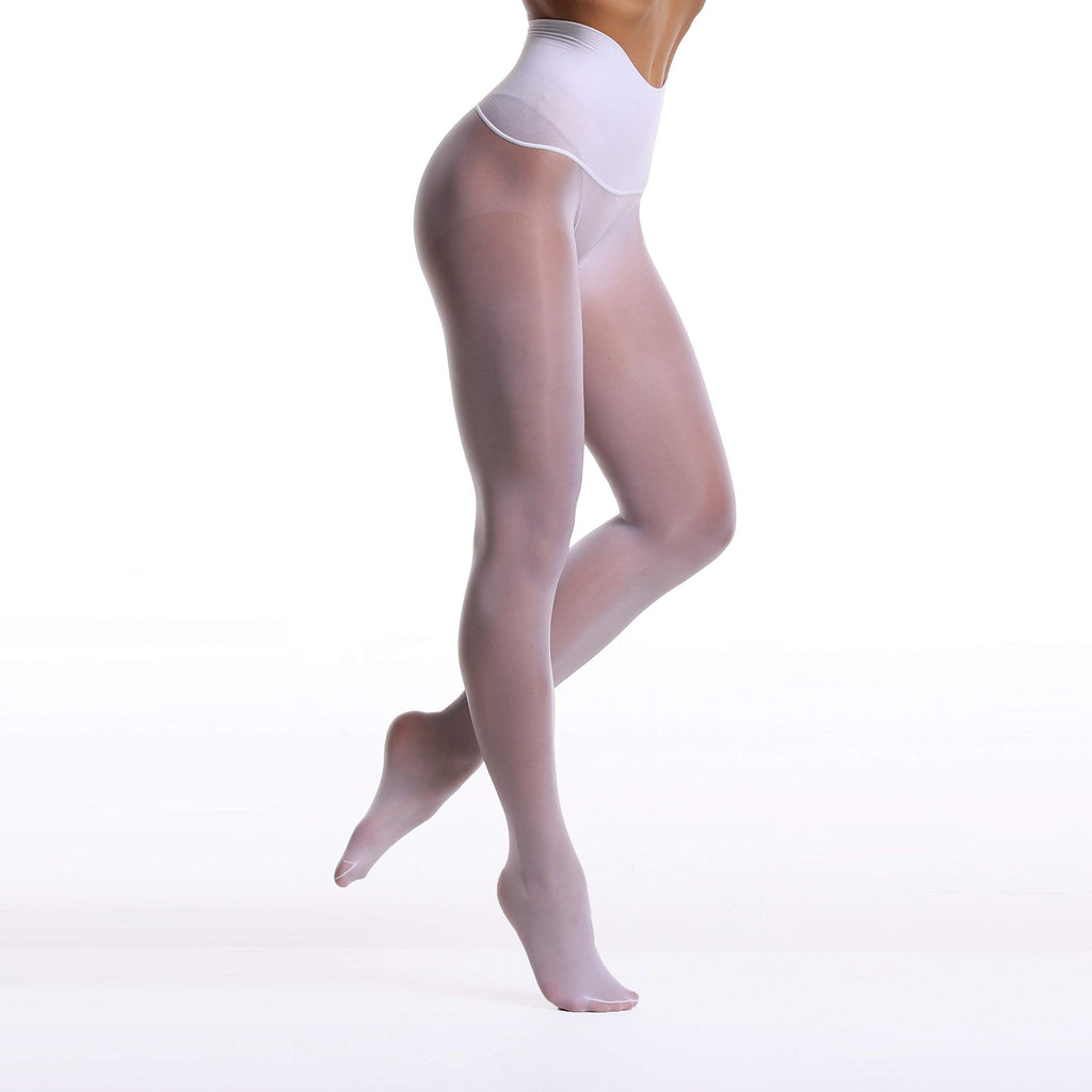 Frola Oil Shiny Stockings Pantyhose 360Seamless Crotch High Waist Smooth Tights for Women(Large,1Pair White)