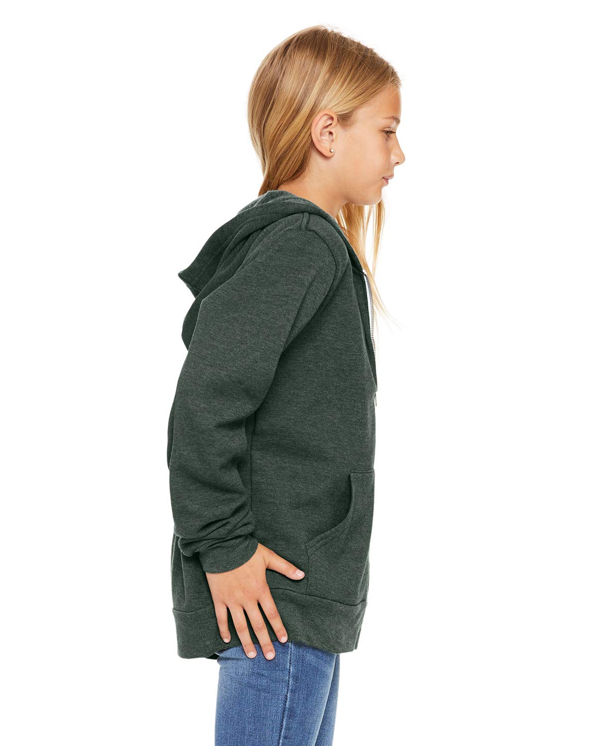 Youth Sponge Fleece Full-Zip Hooded Sweatshirt - HTHR TRUE ROYAL - S(D0102H7KE88)