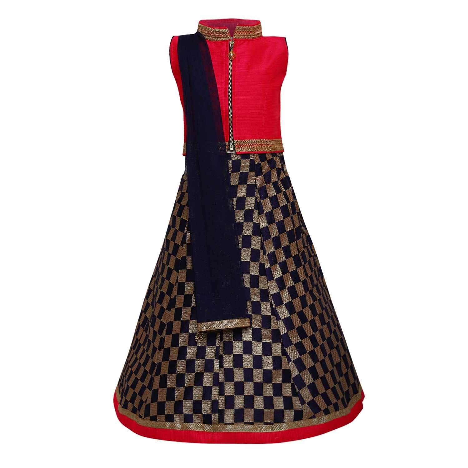 Aarika GirlS Silk Lehenga Choli Set (Lch-1024_Red_34)