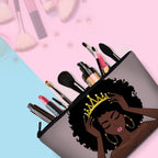 BDAWQUG 2pcs Women Toiletry Bag African American Queen Travel Toiletries Bags Melanin Queen Makeup Pouch Accessories Organizer C