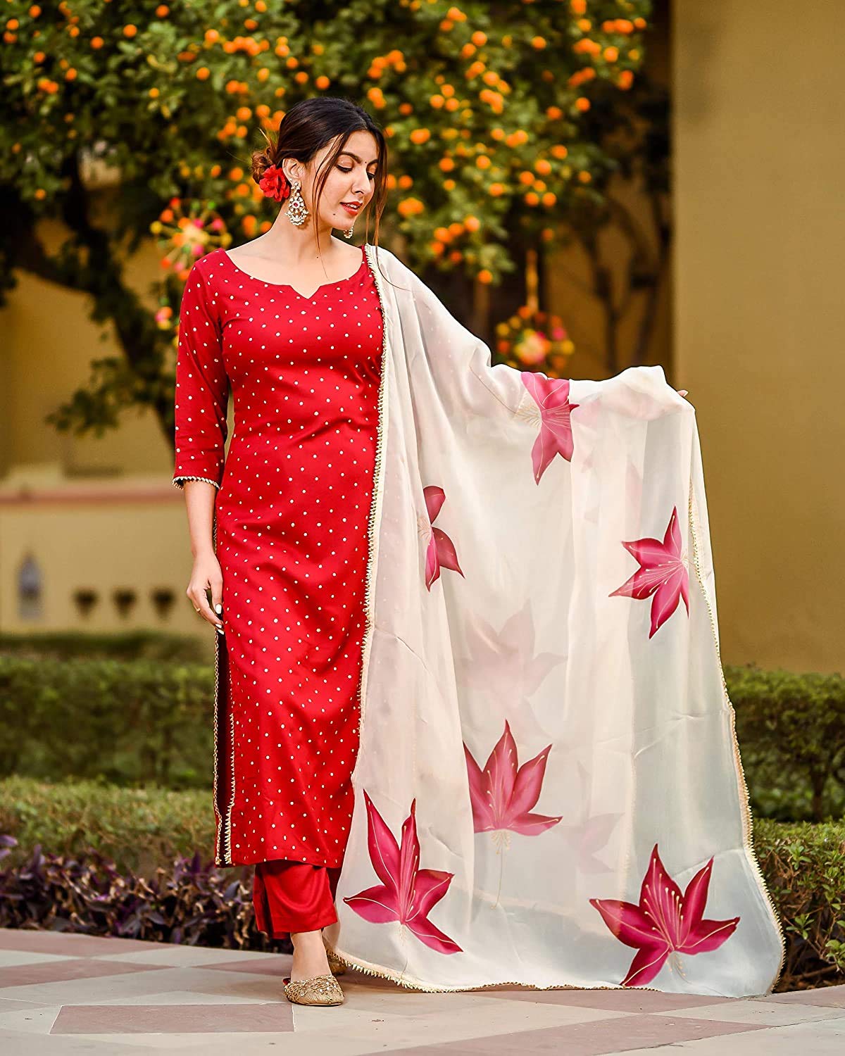 ANNI DESIGNER Rayon Kurta & Palazzo Women s Straight Fit Vest with Dupatta