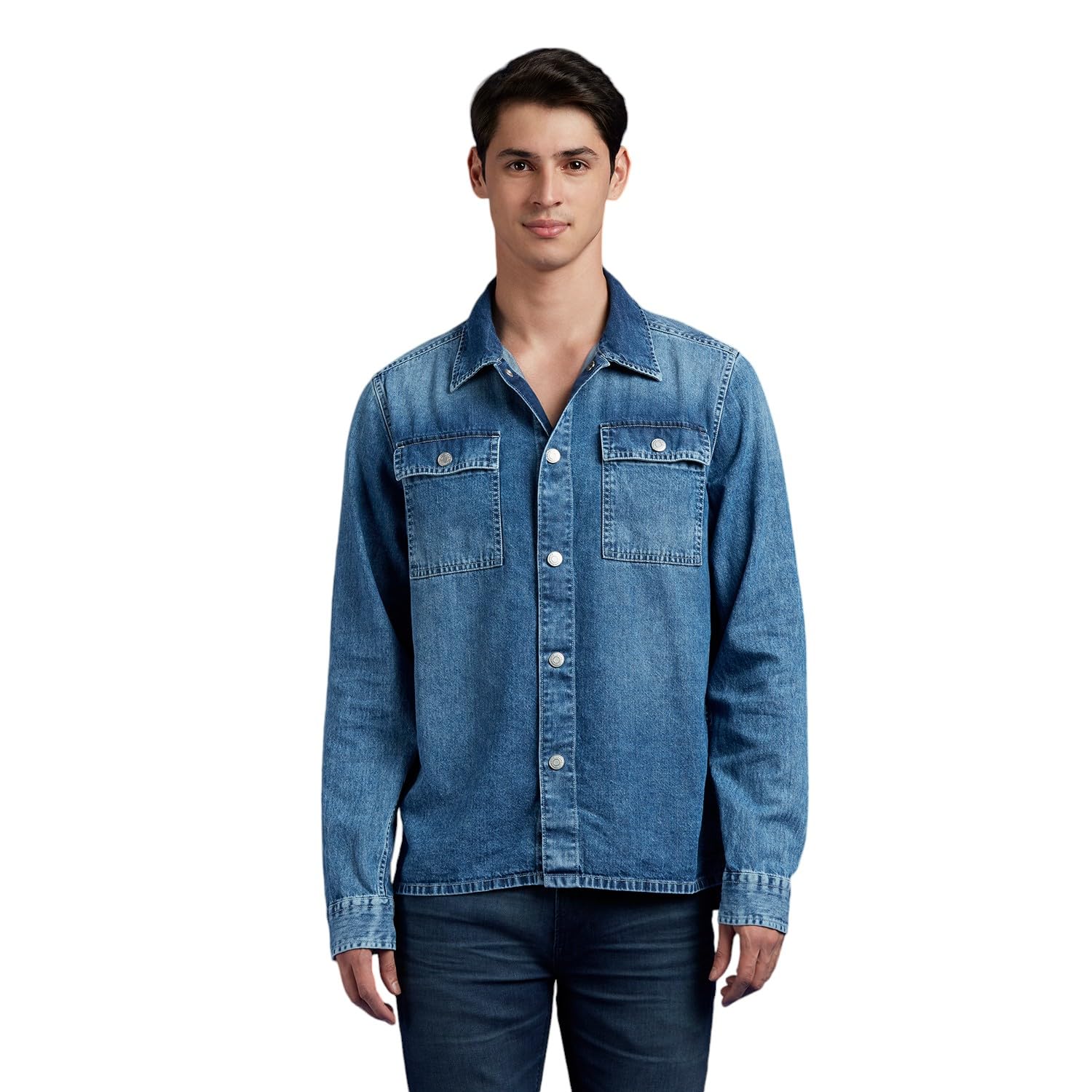 Blue Full Sleeve Oversized Denim Shirt