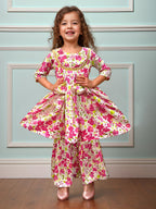 A.T.U.N. (All Things Uber Nice) A.T.U.N. Girls Ethnic Wear Sharara | Floral Pink Printed Kurta With Sharara Set For Girls