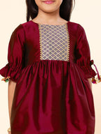 A.T.U.N. (ALL THINGS UBER NICE) Girls Pleated Gotta Patti Kurti with Dhoti Pants & Dupatta Set | Ethnic Wear Clothing Set