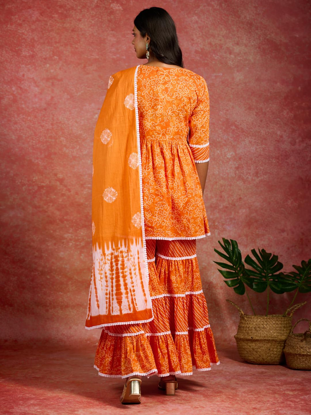 Libas WomenS Cotton Kurta Set (35233_Orange