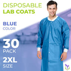 AMZ Medical Supply Disposable Lab coats for Adults XX-Large, Blue SMS Medical PPE Disposable clothing 100 Pack, Waterproof Lab c