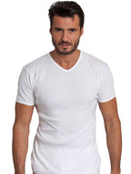 BASIC COTTON Free Spirit Premium Quality Brushed Cotton Men's V-Neck T-Shirt Made in Italy
