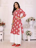 rangita Maroon Rayon Straight Printed Knee Length Kurti | Kurta for Women_S