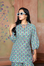 DHRUVI TRENDZ Womens Rayon Co-ord Set Regular Fit Kurta Set 1 (DT-K-W1704&TR797_Light Green_3XL)