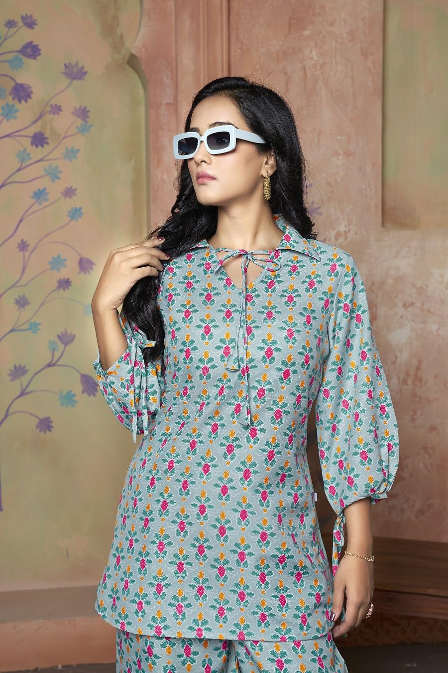 DHRUVI TRENDZ Womens Rayon Co-ord Set Regular Fit Kurta Set 1 (DT-K-W1704&TR797_Light Green_3XL)