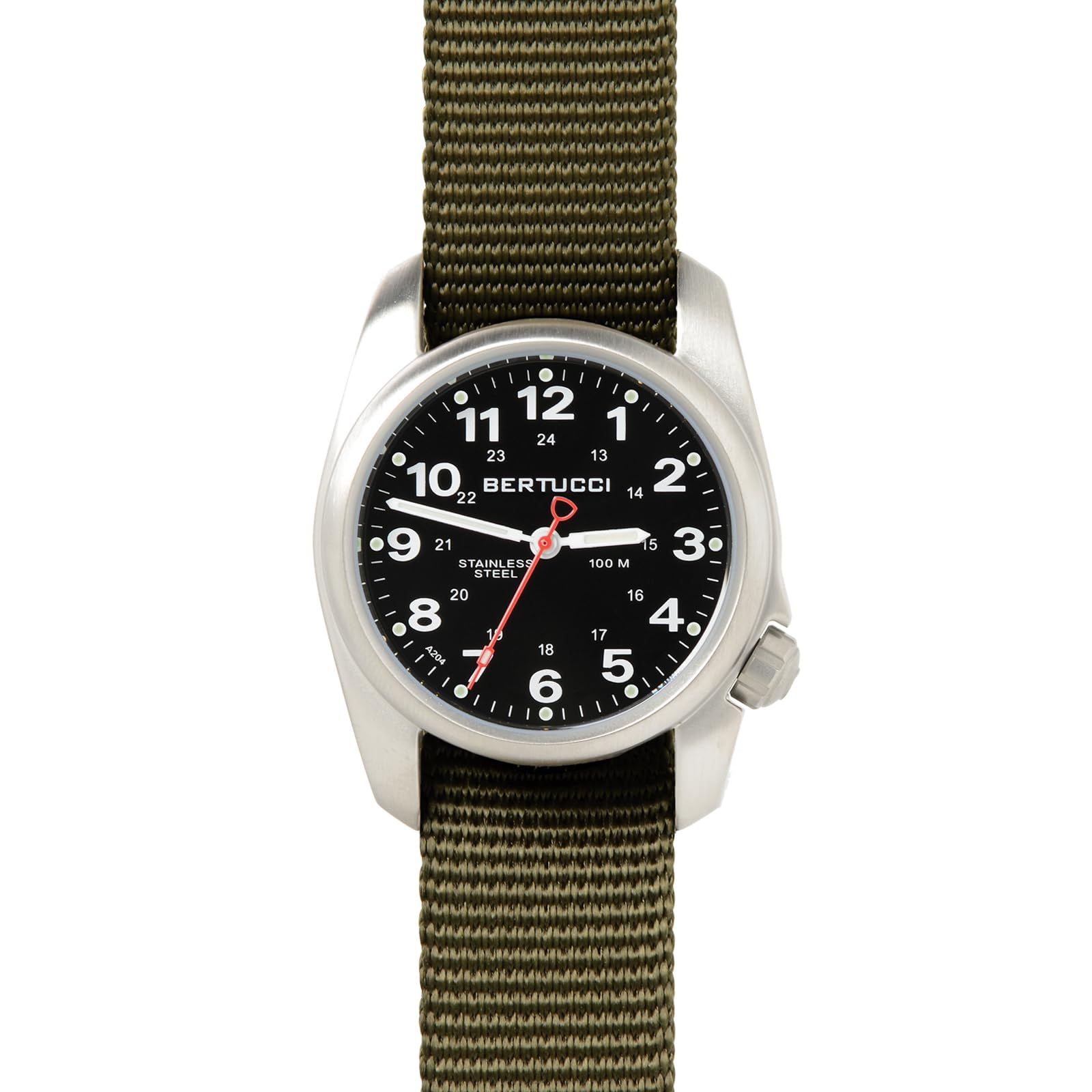 Bertucci A-1S Field Watch 10112 - Black Dial - Olive Band