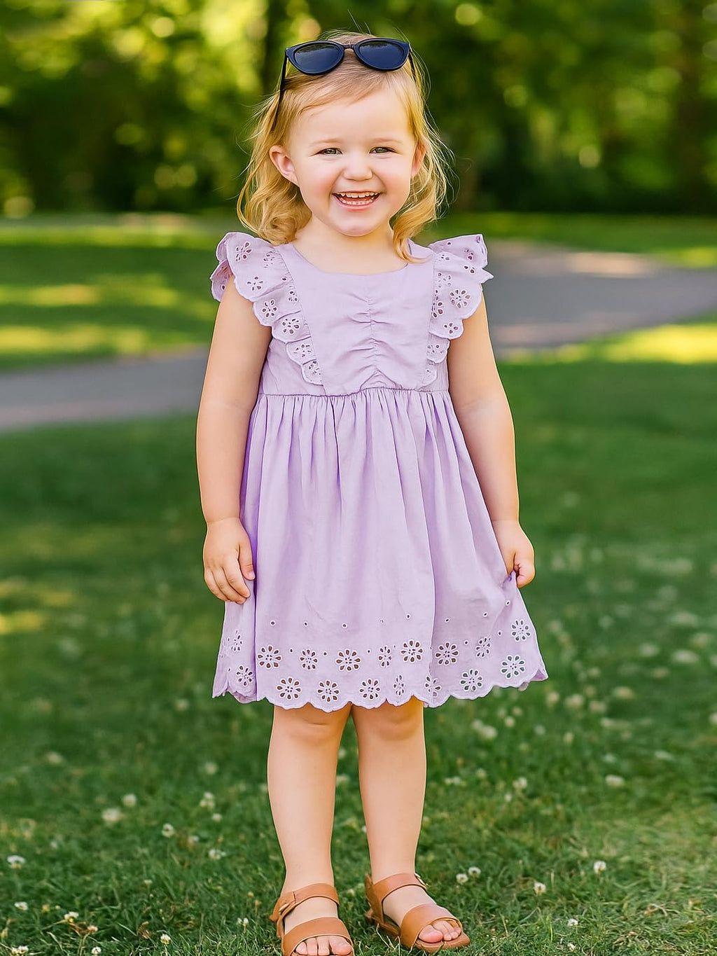 A.T.U.N. (ALL THINGS UBER NICE) Girls Stylish 100% Cotton Embroidered Dress | Stylish Frock with Sleeveless Ruffle Design White-