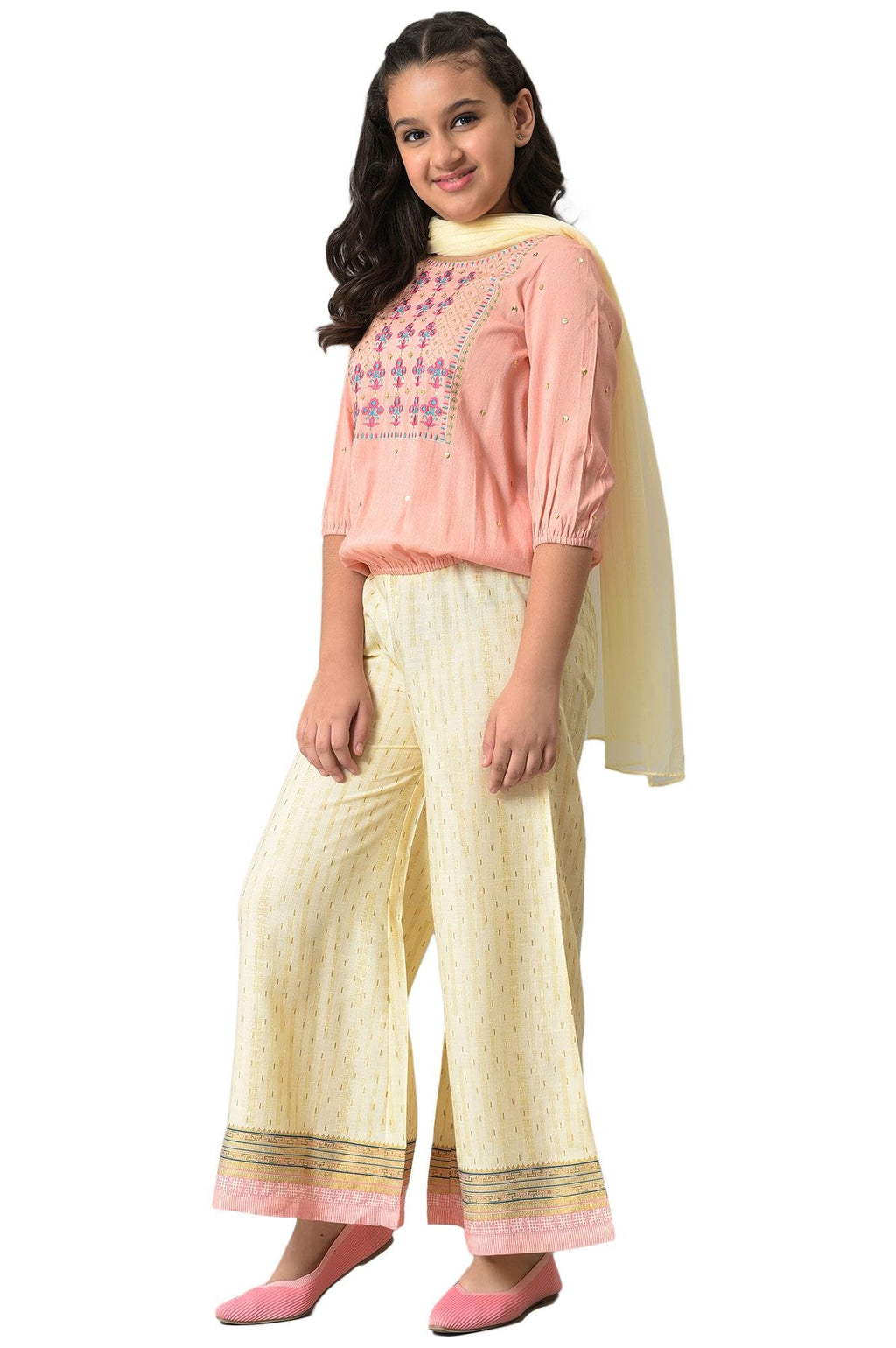 Aurelia GirlS Viscose Top-Semi Flare Palazzo-Dupatta (22Aug10260C-603466_Pink