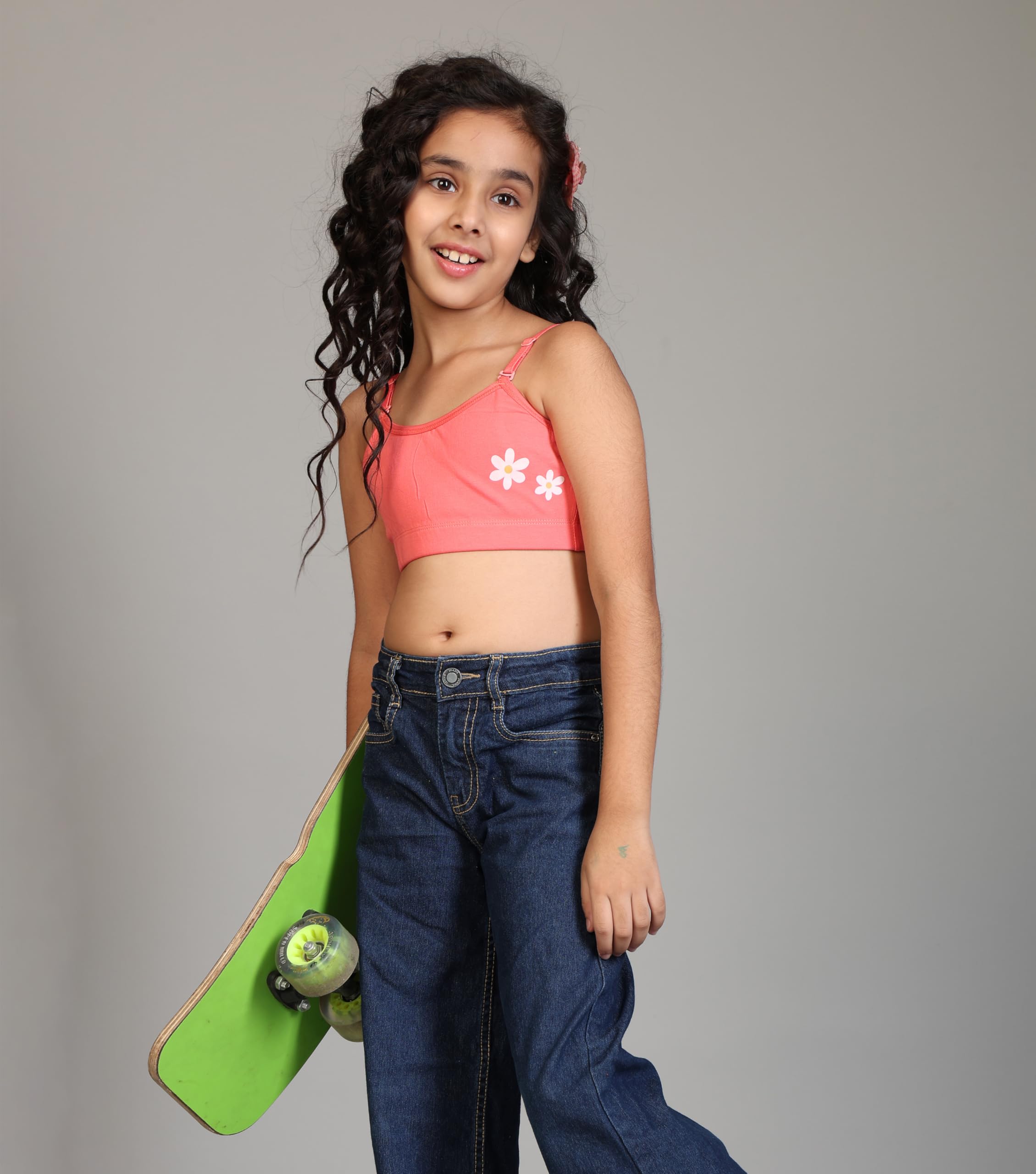 Kyda Kids Girls Antibacterial Printed Cotton Non Padded, Beginners Bra For Girls