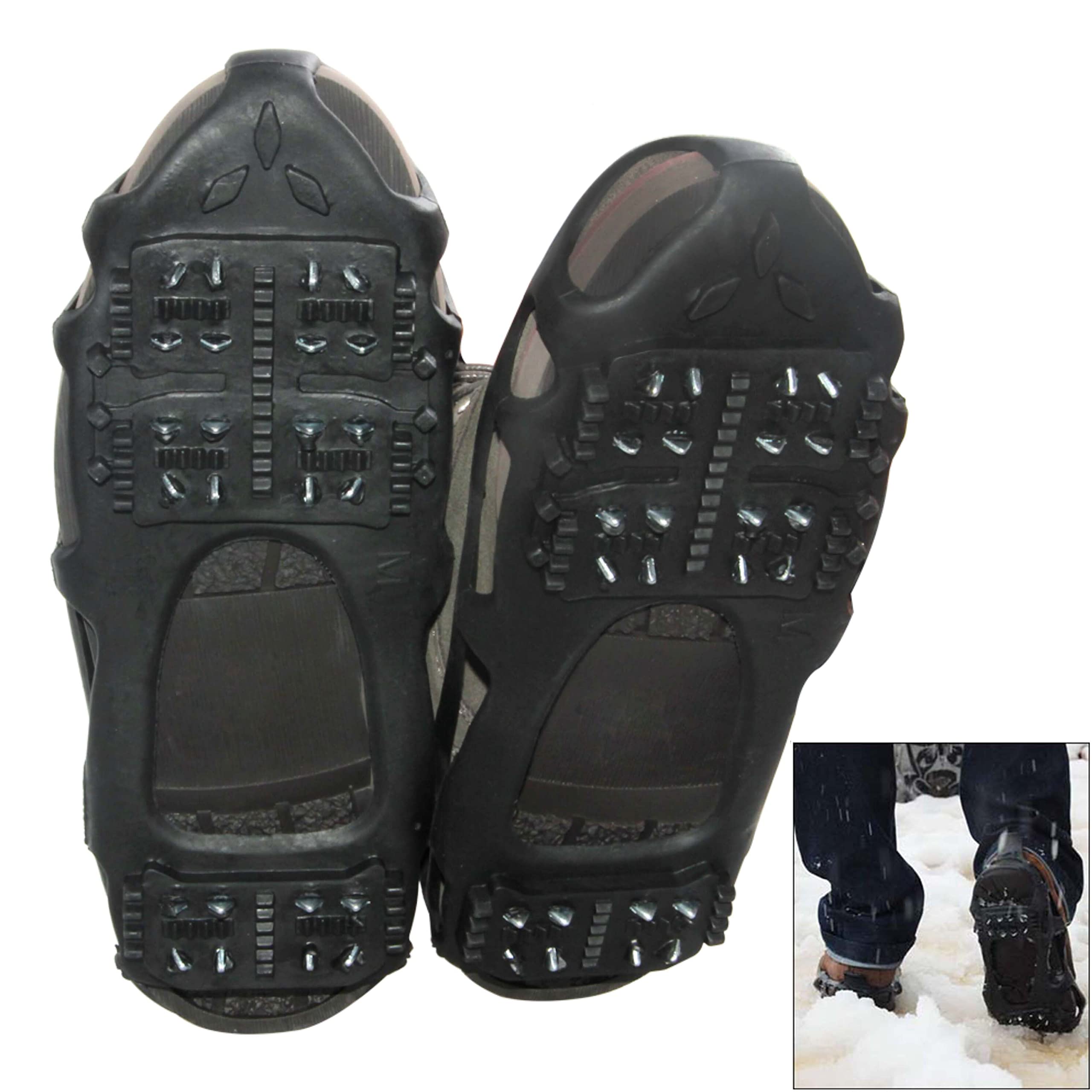 Ice cleats Snow Traction cleats crampon for Walking on Snow and Ice Non-Slip Overshoe Rubber Anti Slip crampons Slip-on Stretch 