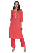 Aurelia Women'S Cotton Blend Kurta & Palazzo (21Auas12385-702193_Orange_S)