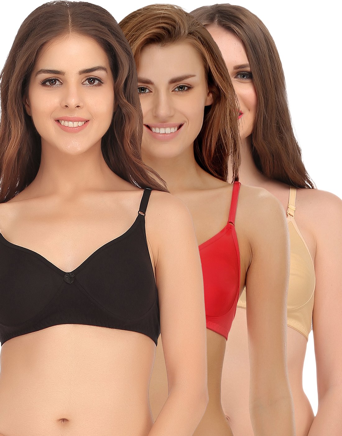 Clovia WomenS Pack Of 3 Non Padded Full Coverage Bra (Combbr535_Multi-Coloured_38B)