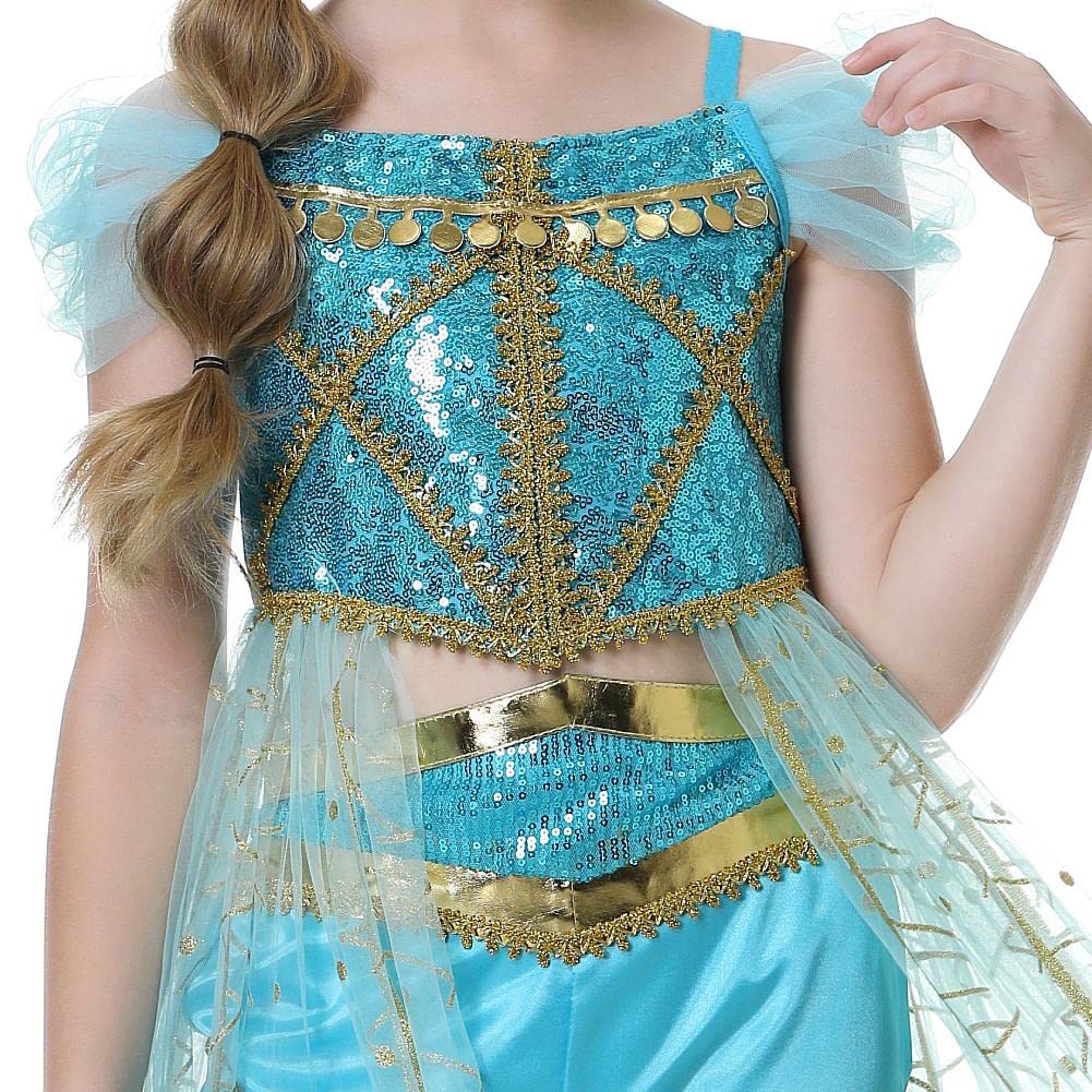 Dressy Daisy Arabian Princess Costume with Headband Halloween Party Fancy Dress Up Belly Dance Wear Outfit for Toddler Girls Siz