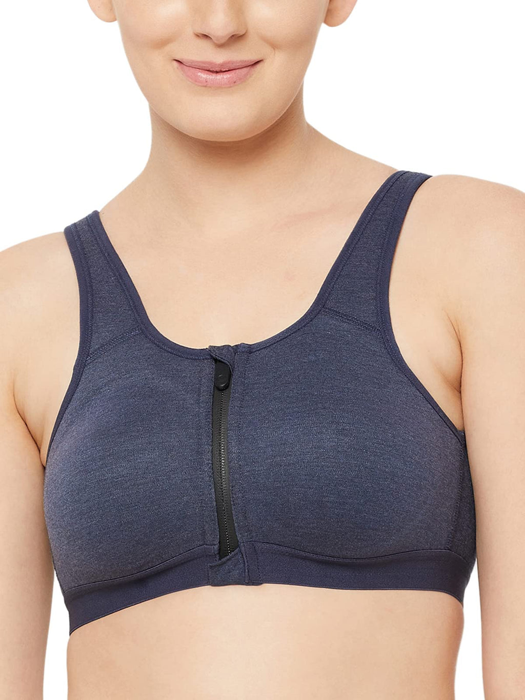 Clovia Womens Cotton Non-Padded Wirefree High Impact Sports Bra (BRS021P08_32C_Blue)