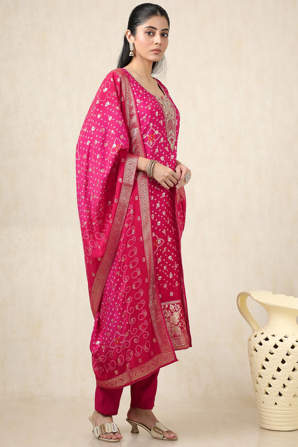 Soch WomenS Organza Salwar Suit Set (Ews5Cd21701_Fuchsia