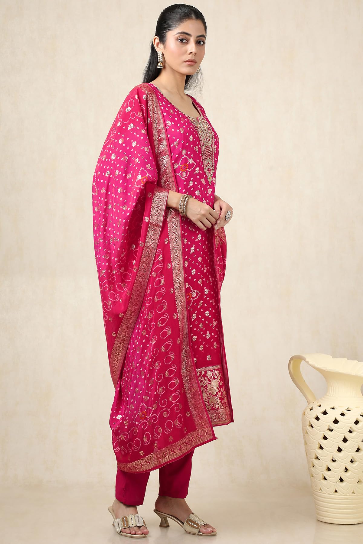 Soch WomenS Organza Salwar Suit Set (Ews5Cd21701_Fuchsia