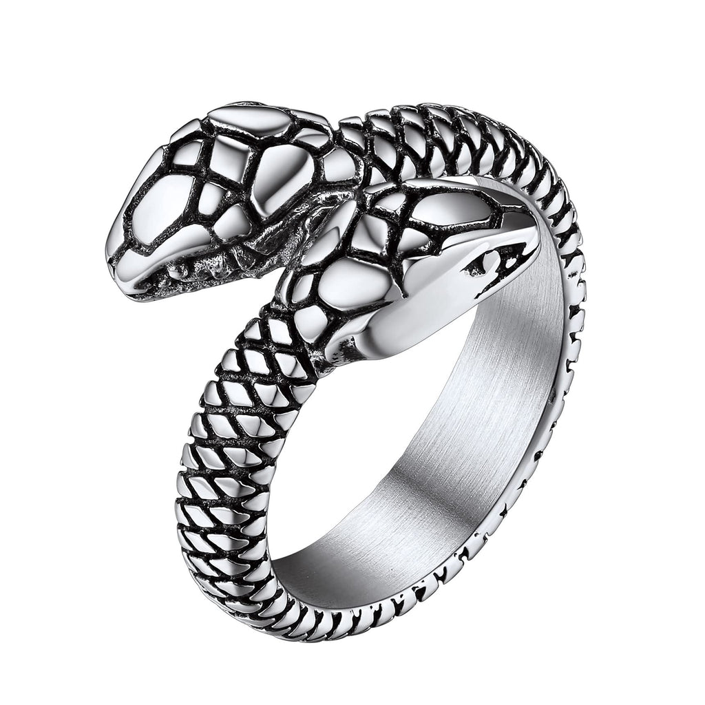 Bestyle Cool Stainless Steel Snake Ring for Women Men Cool Rings Snake Jewelry Gothic Punk Finger Rings Fashion Halloween Costum