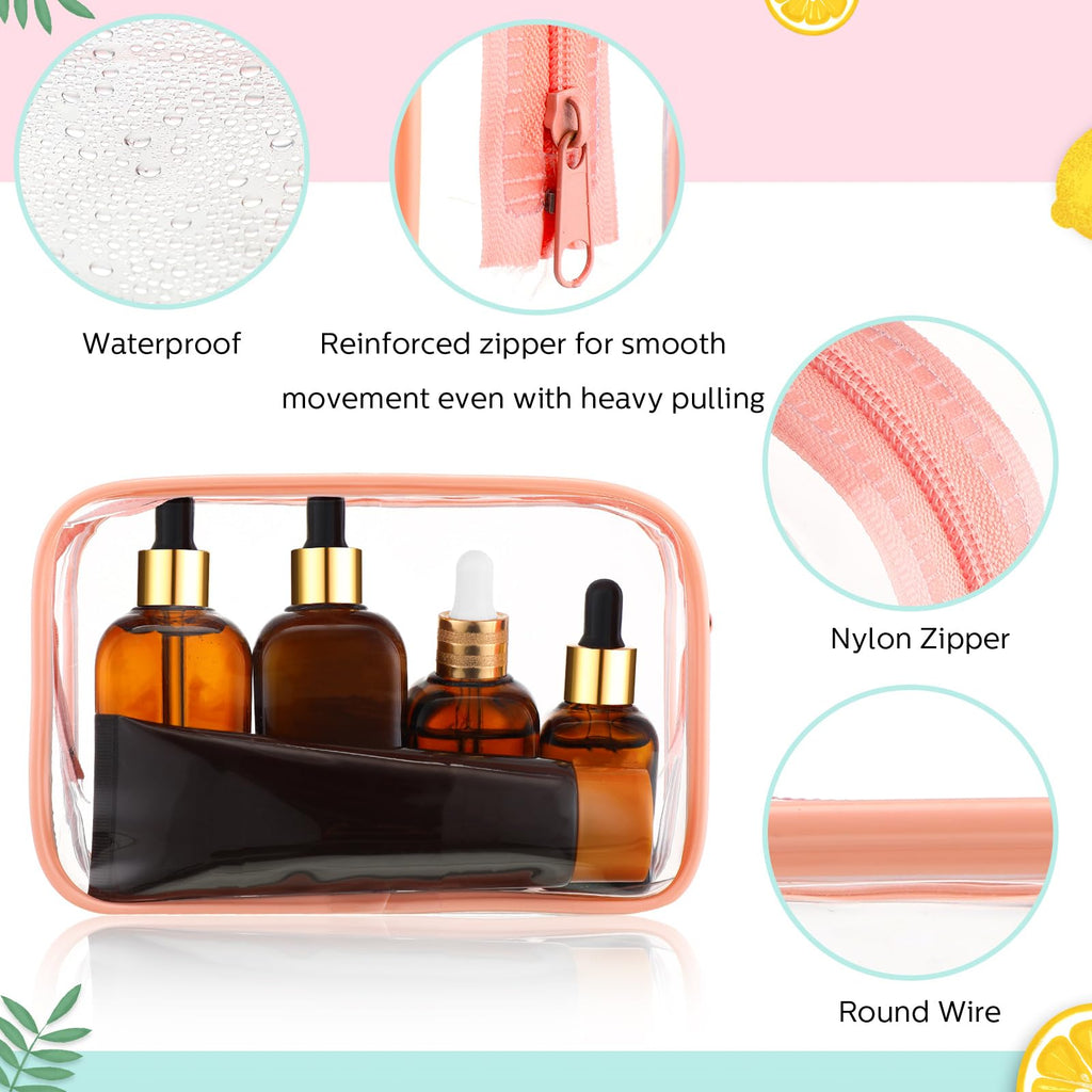 Weewooday 12 Pieces Clear Cosmetics Bag PVC Zippered Clear Toiletry Carry Pouch Cosmetic Makeup Bag Waterproof Makeup Bag Vinyl