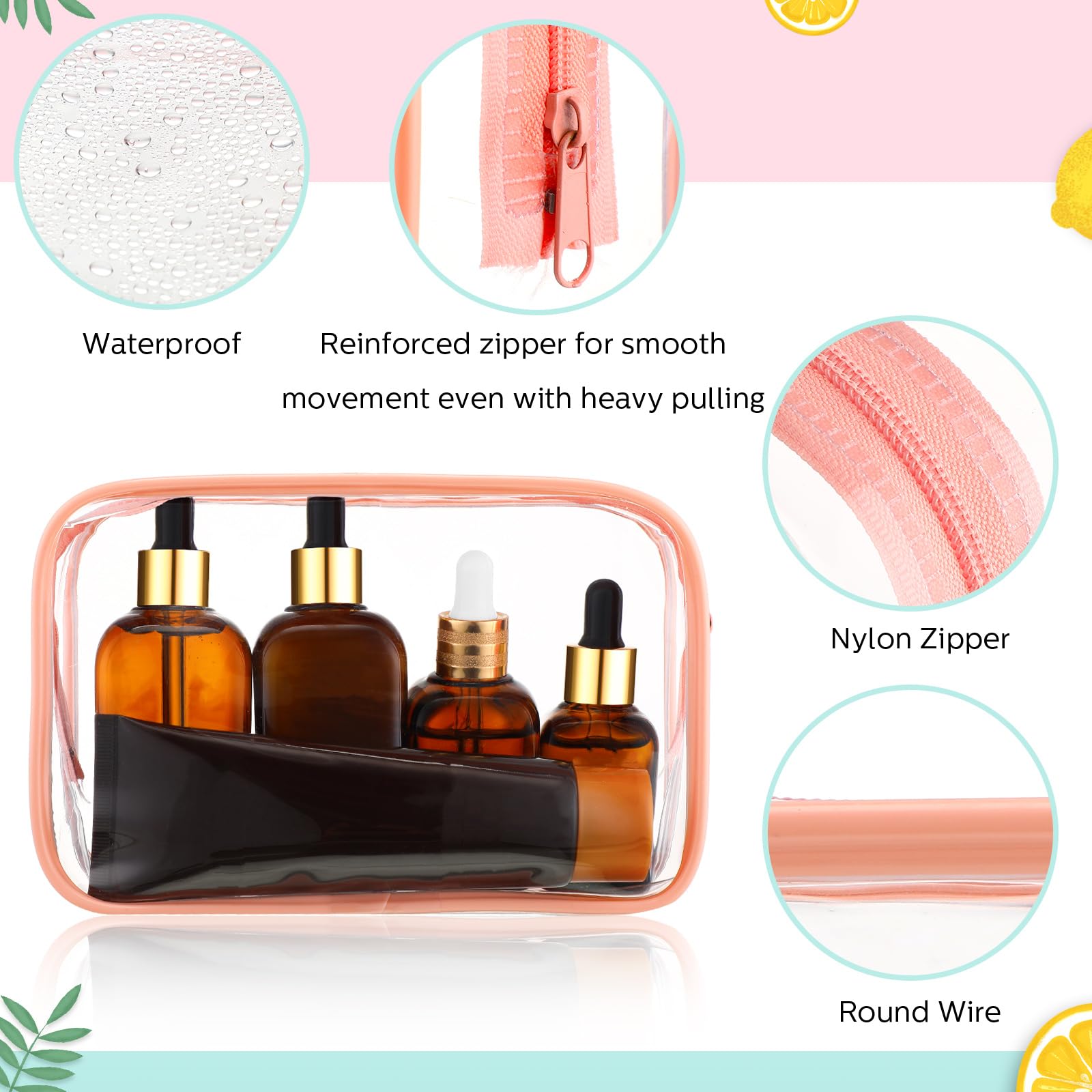 Weewooday 12 Pieces Clear Cosmetics Bag PVC Zippered Clear Toiletry Carry Pouch Cosmetic Makeup Bag Waterproof Makeup Bag Vinyl